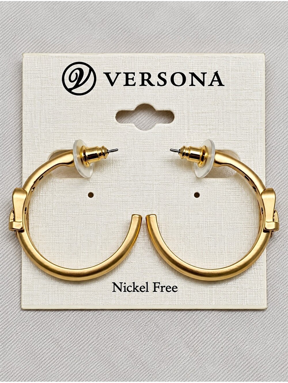 Versona Gold Tone Buckle Hoop Earrings Nickel Free NWT Statement Jewelry